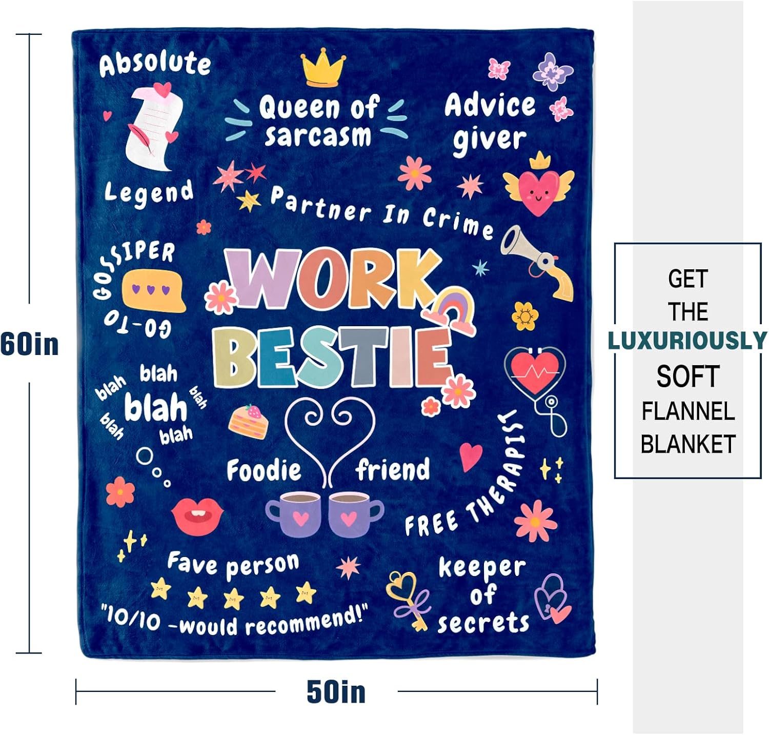 Appreciation Gifts for Friends/Sister/Coworkers, Coworker Thank You Gifts for Women, Work Bestie Gifts for Women, Work Bestie Throw Blanket for Couch 60" x 50" - Image 6