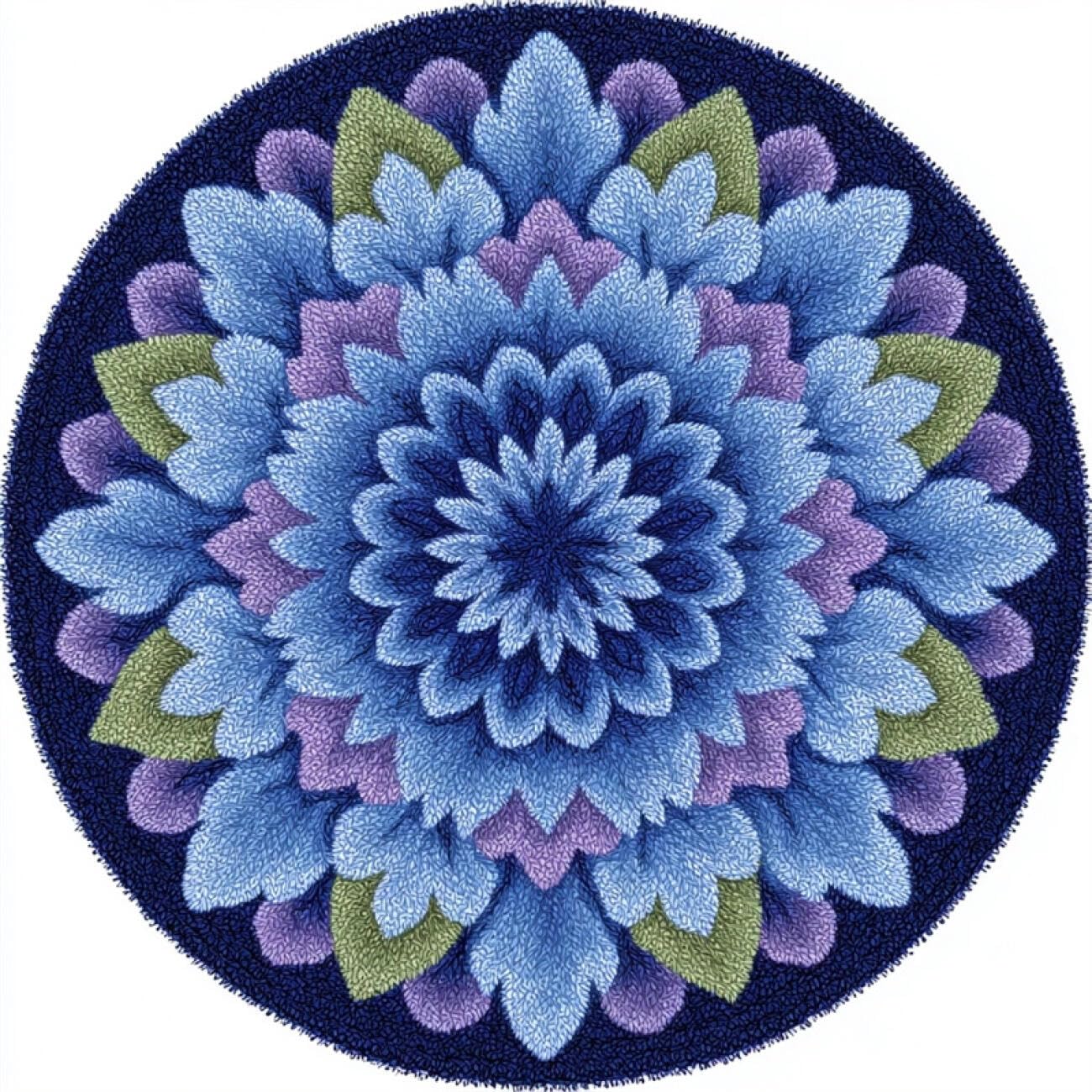 Kitquiver G Latch Hook Kit Ru Blue Flowers 60X60cm