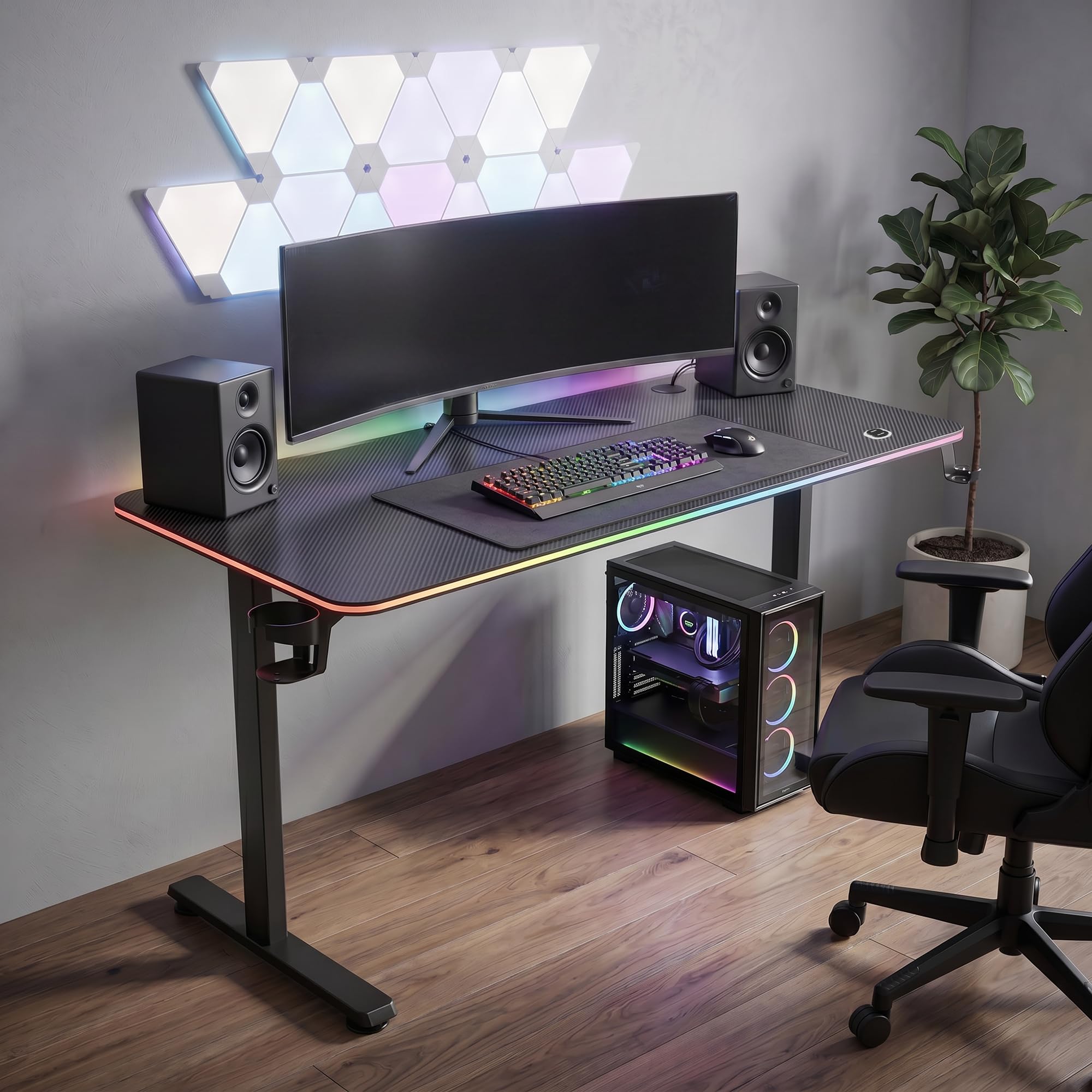 Green Soul Blaze X Smart Gaming Table | 18mm Thick Top | Full Frame RGB | Headphone Hook & Cup Holder | Computer Table, Workstation, Home Office Desk| 1 Year Warranty | (Black,1200 x 600 Top)-image-15