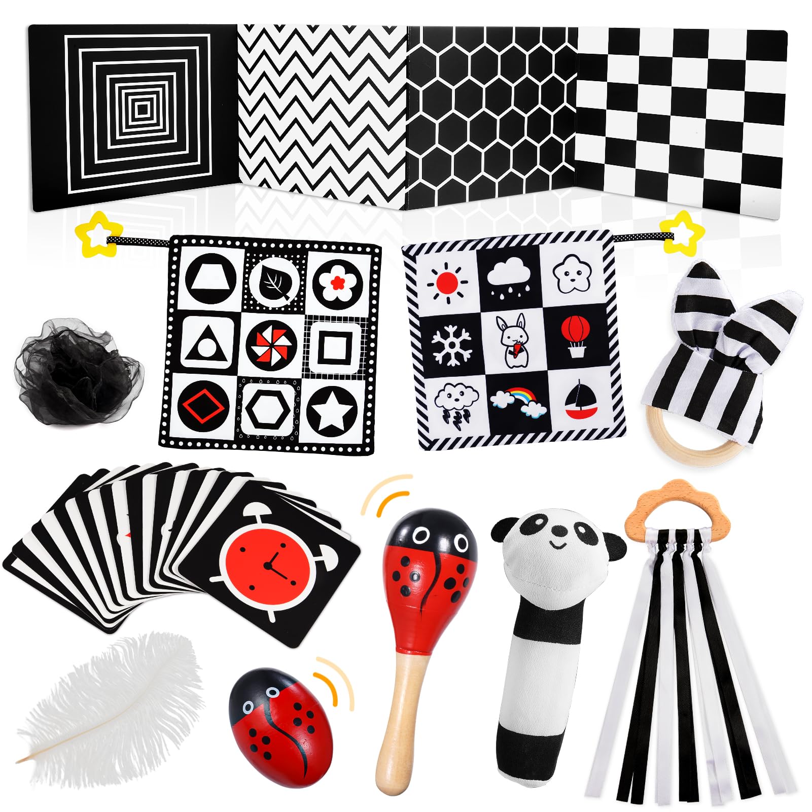 HappyKidsClub Black and White Sensory Toys for Babies 0-12 Months - Newborn Essentials, Easter Gifts, Montessori Toys