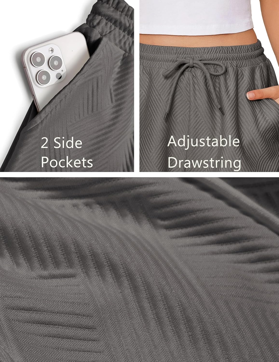 EKOUAER Womens Pajama Shorts Textured Casual Lounge Short Elastic Waist Pj Shorts Sweatsuits with Pockets 2026 - Image 4