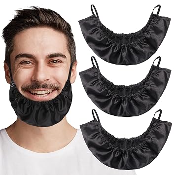 Beard Bandana - 3 Pack Mens Facial Hair Apron Guard - Soft, Comfortable and Silky Satin Ear Beard Cap Bib