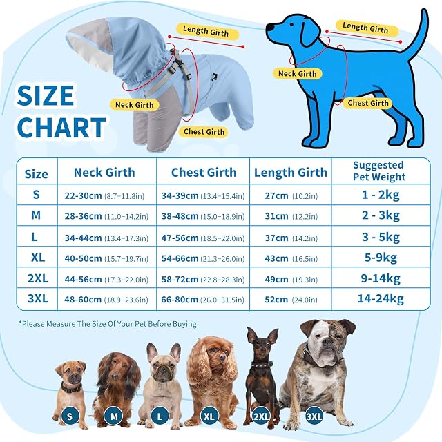 Foto 3 de 7 de PETCUTE Chubasquero Impermeables para Perros con Arnés Integrado y Capucha Extraíble,Ajustable Abrigos…