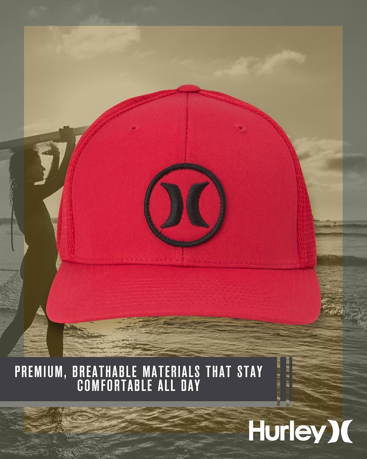 Hurley Mens Hat - Oceanside Flex Fitted Trucker Hat - Image 4