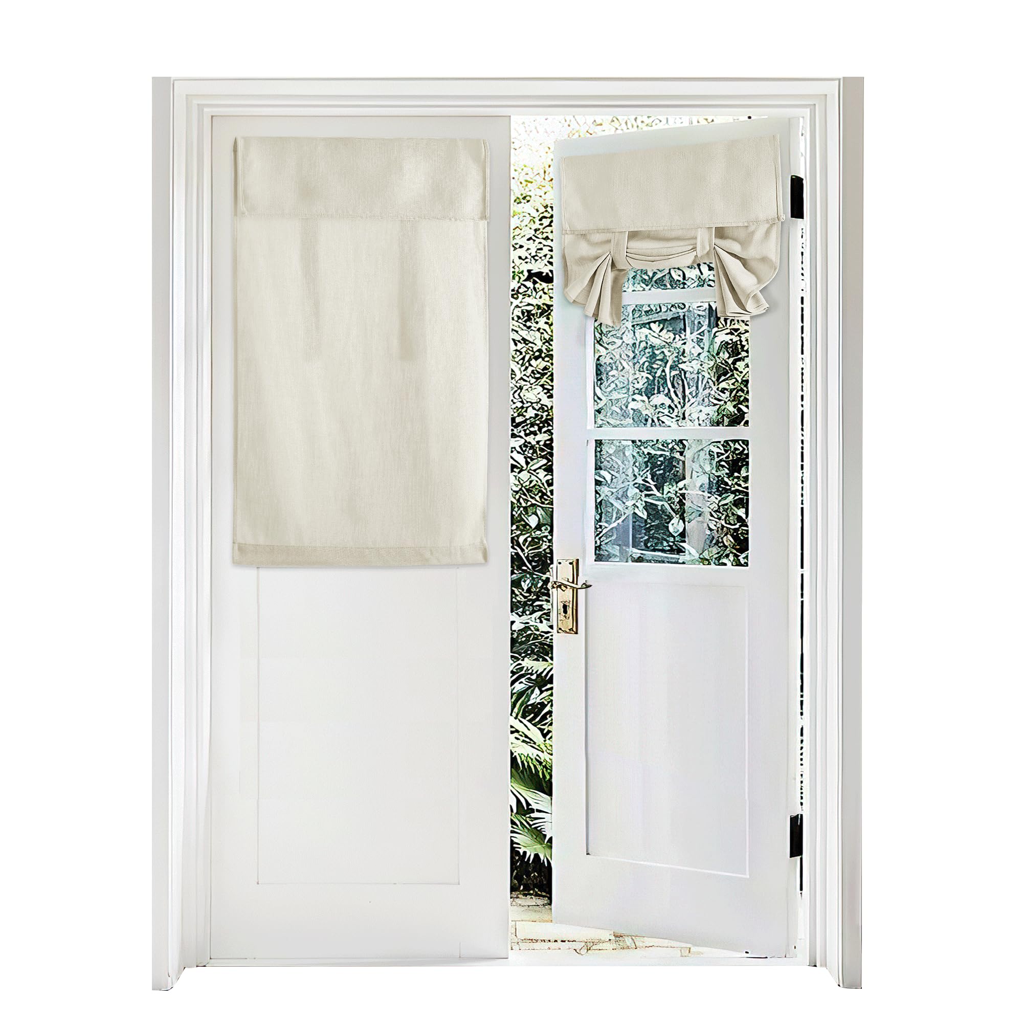 RYB HOME Short Faux Linen Blended Window Curtains for Bedroom - Light Filtering Small Window Draperies Privacy for Kitchen Dinning Home,1 Panel, 26W x 40L inches, Linen