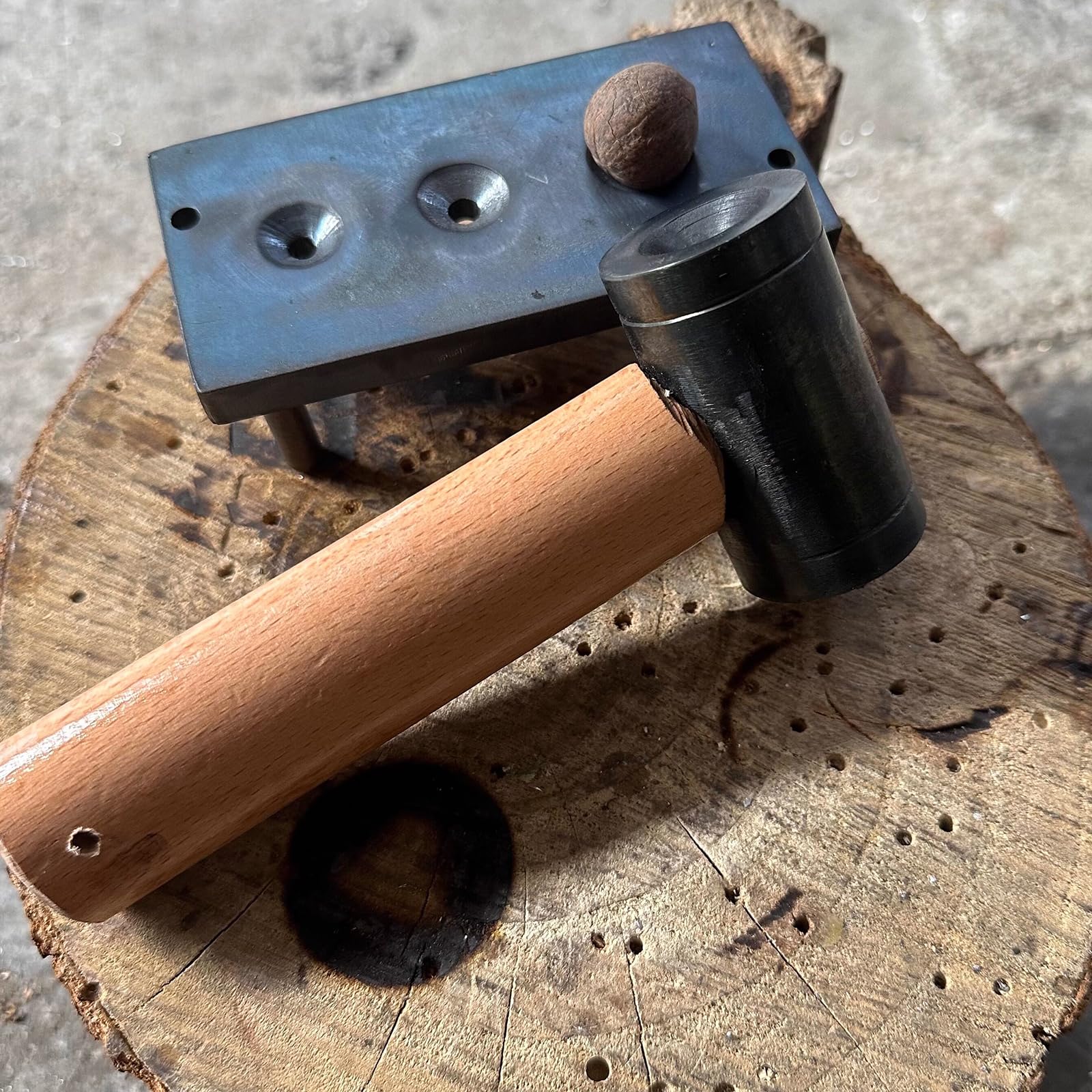 Cascanueces manual, pinzas resistentes para nueces, con base de hierro, martillo, avellanas con un diámetro de 12/16/19 mm, para nueces, nueces, avellanas, almendras, nueces