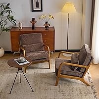 Vista 25 de VINGLI Silla de Acento Moderna de Chenilla de Mediados de Siglo, Linda Silla de Lectura con Brazos con Cojín y Almohada Lumbar y Marco de Madera