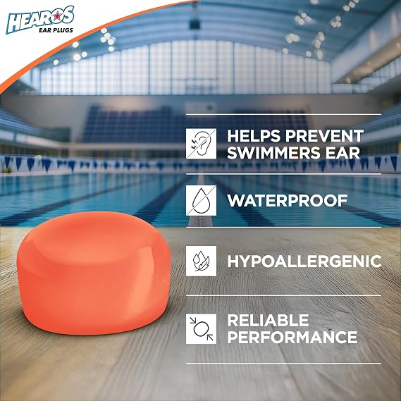 HEAROS Reusable Kids Ear Plugs for Swimming - Floating Silicone Putty, One Size Fits All Mouldable for Ultimate Comfort, Waterproof to Prevent Swimmers Ear, 6 Pairs with Case NRR 22 Hearing Protection