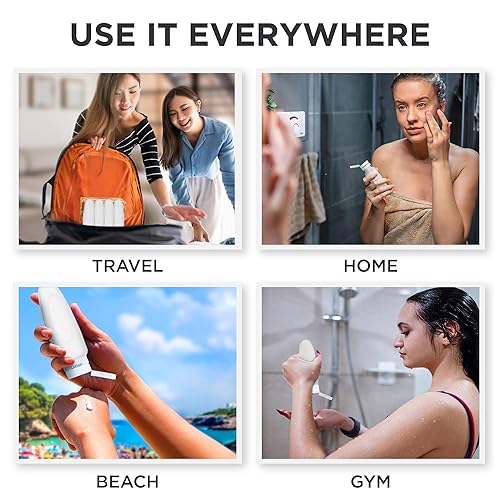 Miniatura 2 de Dot&Dot Botellas de viaje a prueba de fugas para artículos de tocador, paquete de 4 botellas de silicona para artículos de aseo personal, botellas