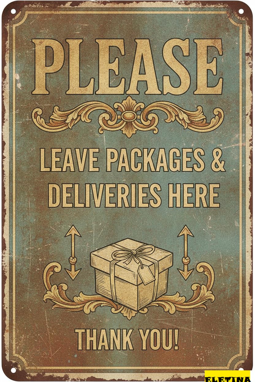 Please Leave Packages Deliveries Here Thank You Vintage Tin Sign Garage Patio Home Bar Kitchen Decor 8x12in