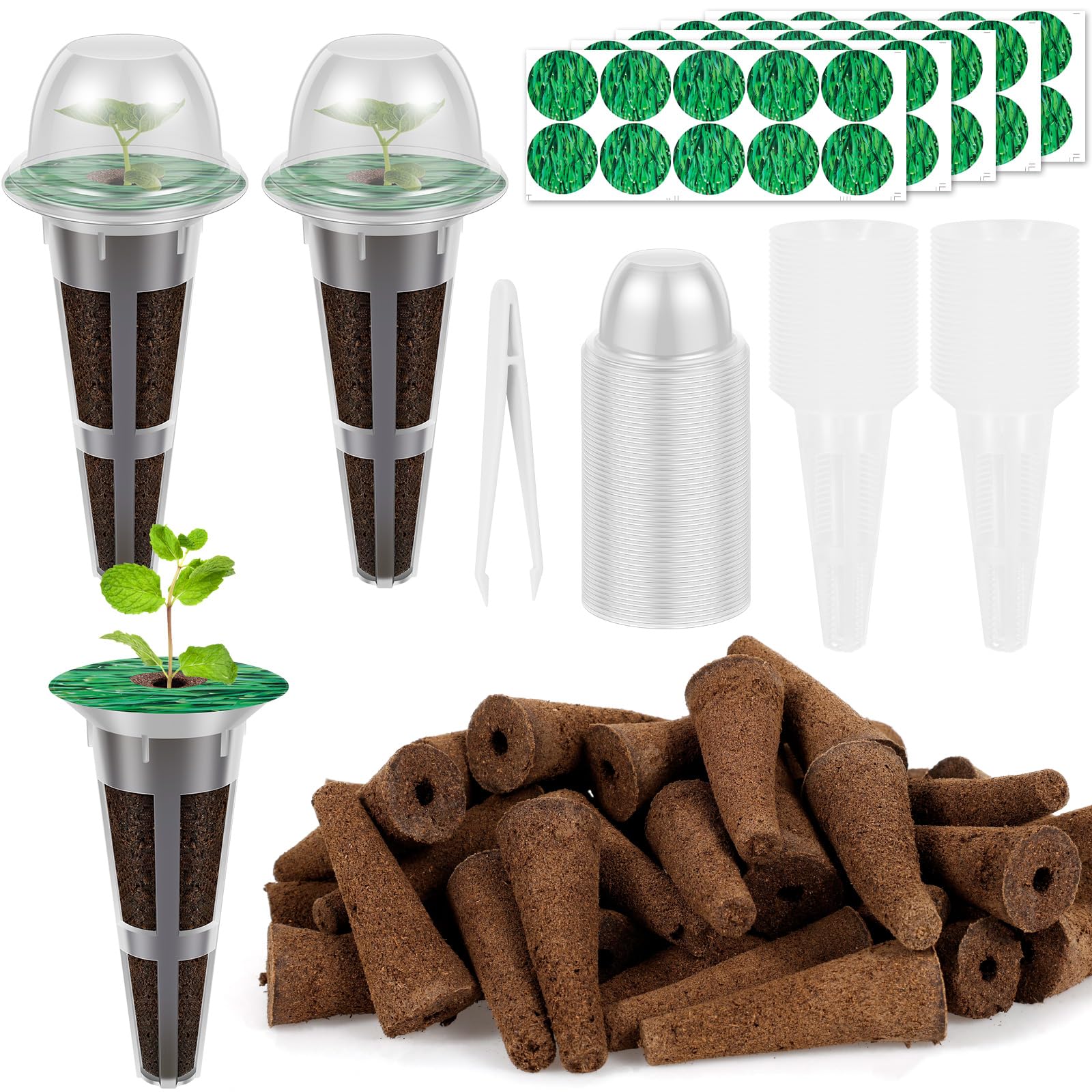 Nzwbshssp Clear 50Pcs Hydroponic Indoor Seed Pods Growing System Kit Hydroponics Pods Kit For Seed Starter Includes Grow Sponges Lids Labels Tweezers For Flowers Greenery