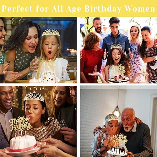 Miniatura 7 de 36 decoraciones de cumpleaños para mujeres, incluyendo banda de reina, corona, adornos para tartas de cumpleaños, velas de cumpleaños y globos.