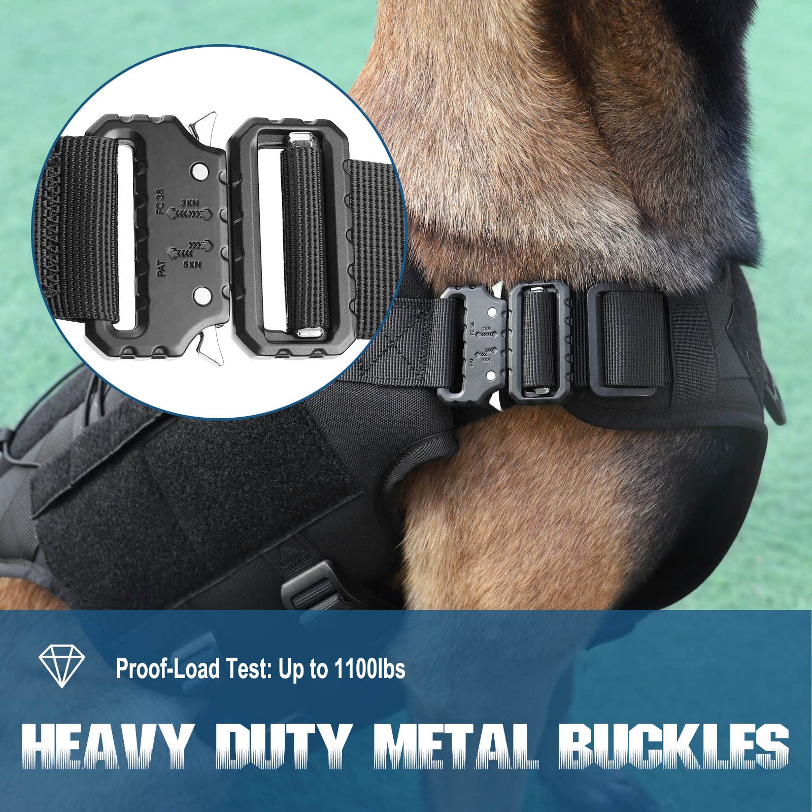 PETNANNY Arnés táctico para perro, arnés para perros de servicio, chaleco de apoyo emocional para perros medianos y grandes, chaleco ESA para perros sin tirones con gancho y bucle, chaleco Molle de