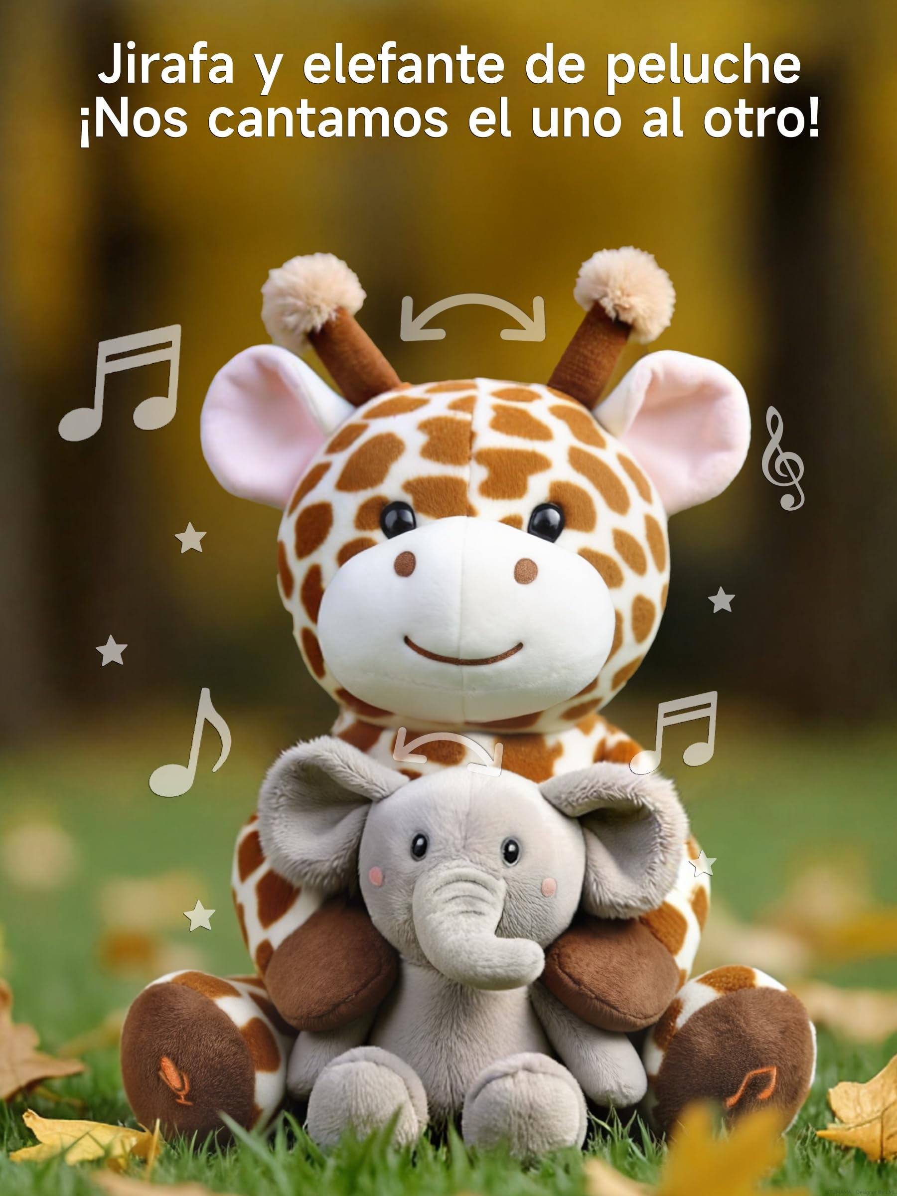 TUMAMA KIDS Juguetes Interactivos de Peluche para Niños Jirafa y Elefante Que Hablan y Cantan, Juguete Que imita y Repite lo Que Dices, Juguete Musical Electrónico para Niños Regalo