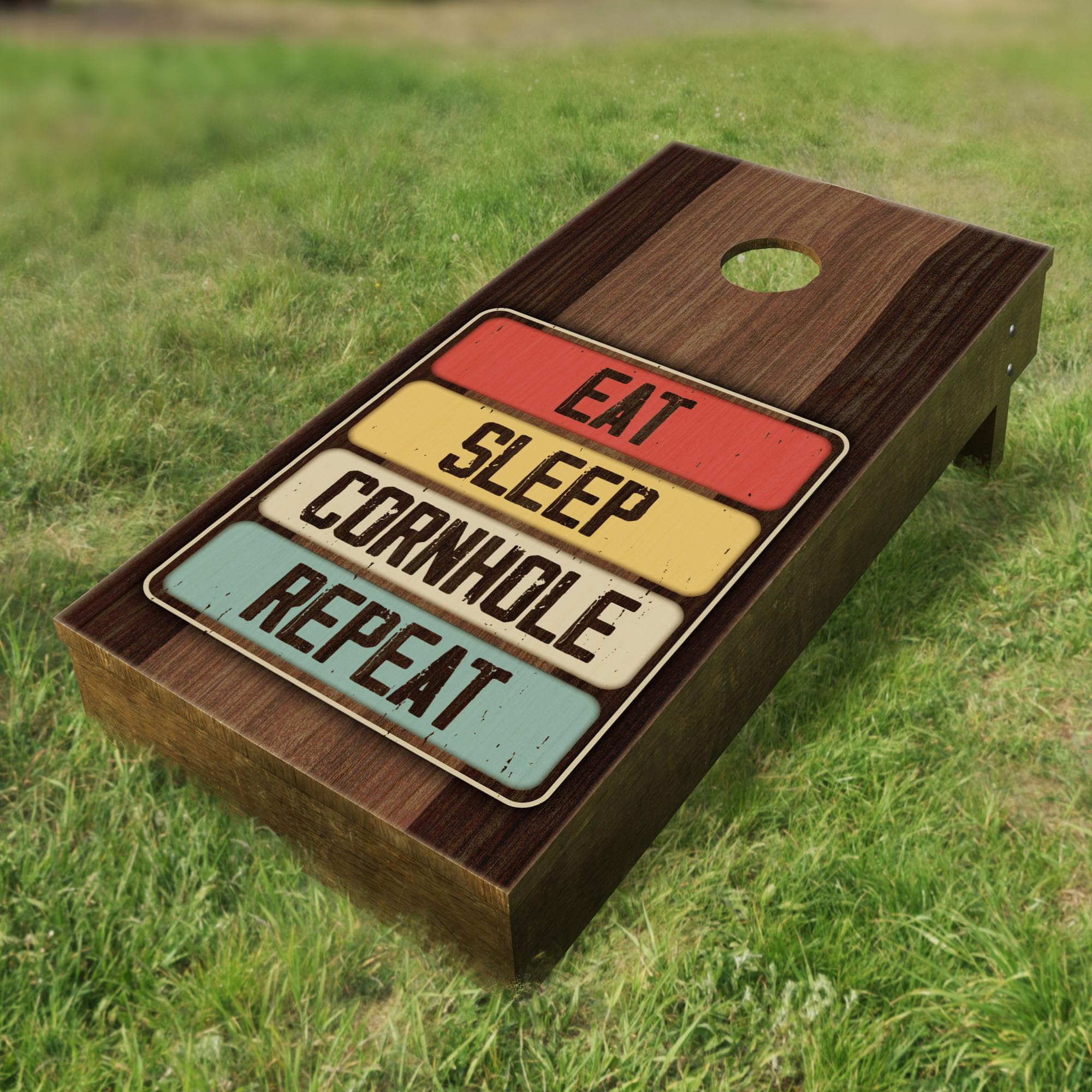 AdesiivoStudio Skin Decal Vinyl Wrap for Cornhole Game Board (Eat. Sleep. Cornhole.)