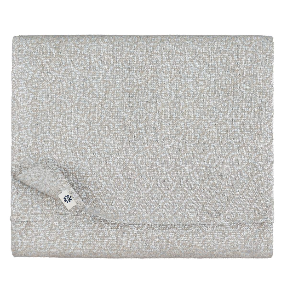 Linen & Cotton Jacquard Nappe de Table Ornements Désign Cervo - 100% Lin, Bleu Clair Beige (147 x 200 cm) Lavable Rectangulaire Grande Taille Couverture pour la Cuisine Décoration Salle à Manger Salon
