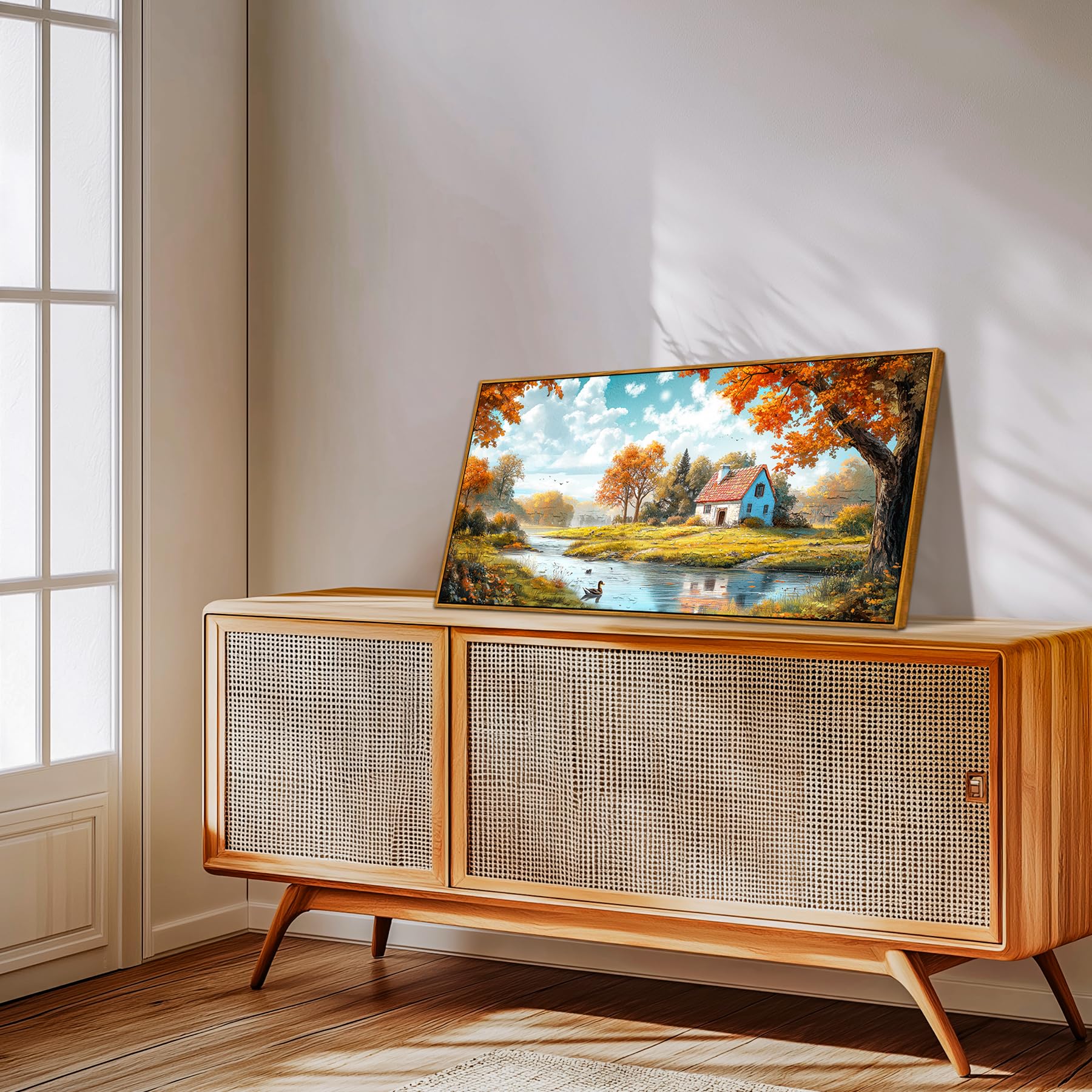 hyidecorart Landschaft Wandbilder mit Rahmen Moderne Gemälde 50x100 cm | Naturthemen, HD-Druck, Leicht Aufzuhängen, Große Formate, Leinwandgewebe, Schön Wanddeko, Geschenk, Einfache Installation