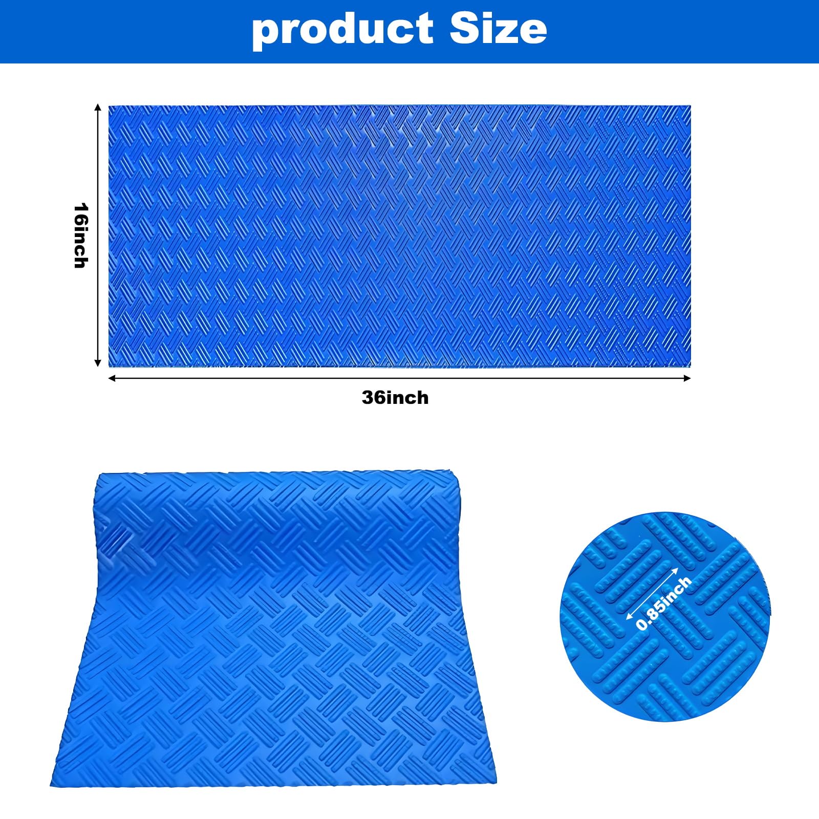 16" X 36" Swimming Pool Ladder Mat – Non-Slip Rubber Step Pad For Above-Ground Pools, Protects Liner & Prevents Slipping (Blue, 1.5mm Thick)