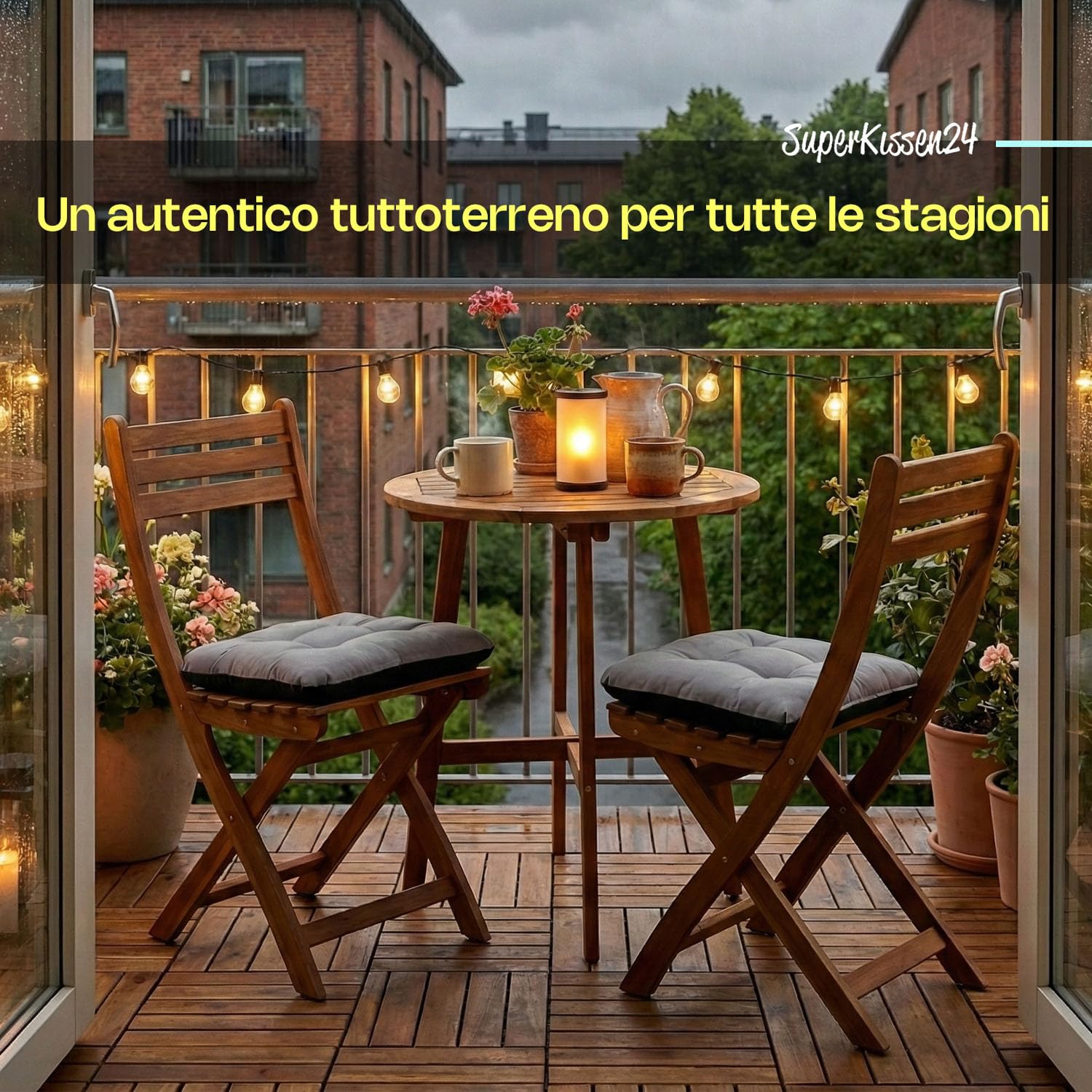 SuperKissen24. Set di 4 Cuscini per Sedie - Cuscino 45x45 cm da Esterno ed Interno Comoda Seduta Impermeabile per Mobili e Arredamento da Giardino, per Pavimento - Exotic