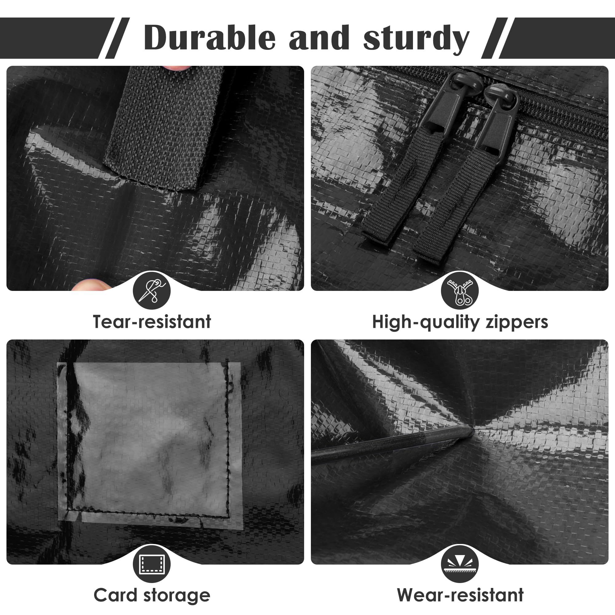 6 Pack Extra Large Heavy Duty Moving Bags with Reinforced Zipper & Wide Handles, Moisture-Resistant Storage Bins Packing Cubes for Clothes, College Dorm, Travel, and Home Organization, Black - 5