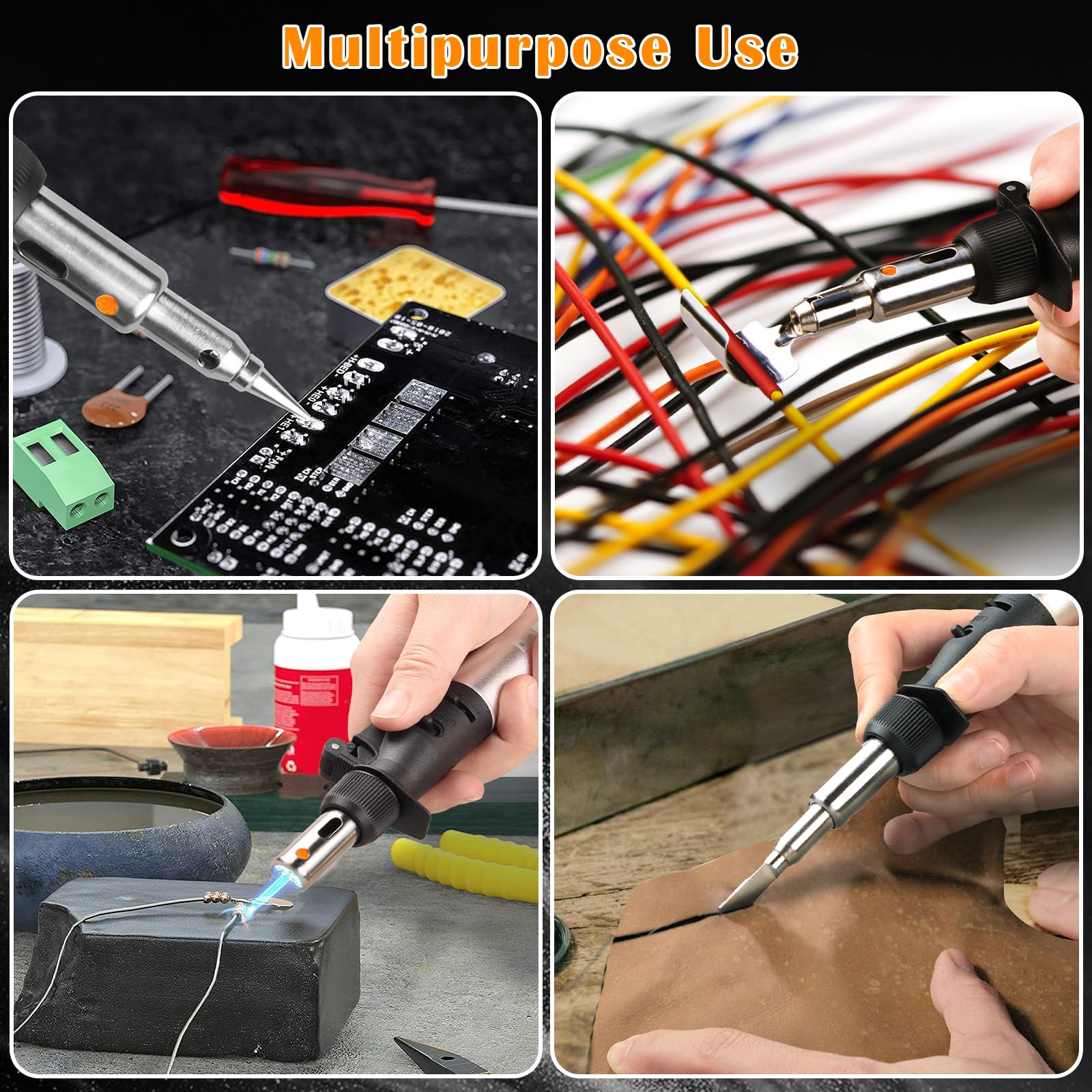 Kit Saldatore Butano, Portatile Senza Fili Con Rapido Riscaldamento, Mini Torcia Saldatrice Con Fiamma Regolabile e Auto-Accensione (Gas Non Incluso)