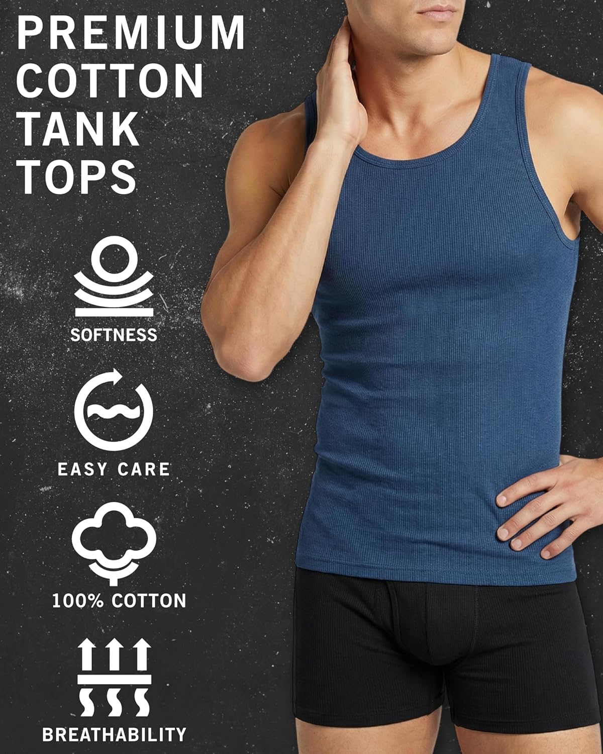 Kenneth Cole Mens Tank Top - 4 Pack Soft Cotton Tagless Ribbed Tank Top for Men - Sleeveless Undershirts for Men