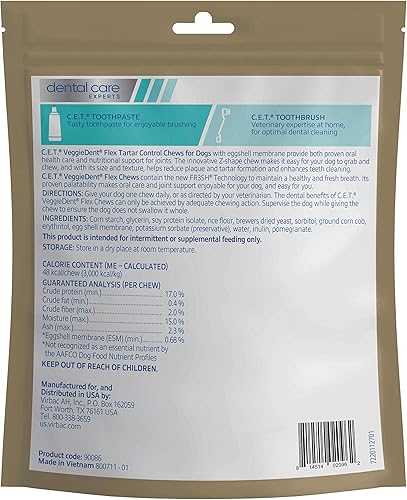 Miniatura 2 de Virbac C.E.T. VEGGIEDENT - Masticables flexibles para control de sarro para perros, tamaño pequeño