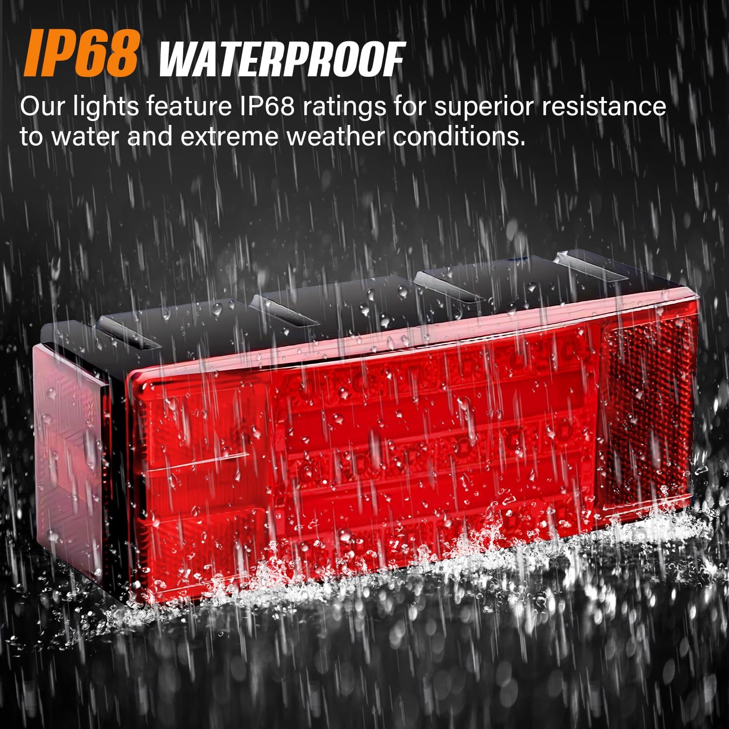 Submersible Boat Trailer Light Kit with Halo Light Strip - Super Bright 12V LED Utility Brake Turn Tail Lights for RV, Truck, Marine, Snowmobile Under 80" - IP68 Waterproof