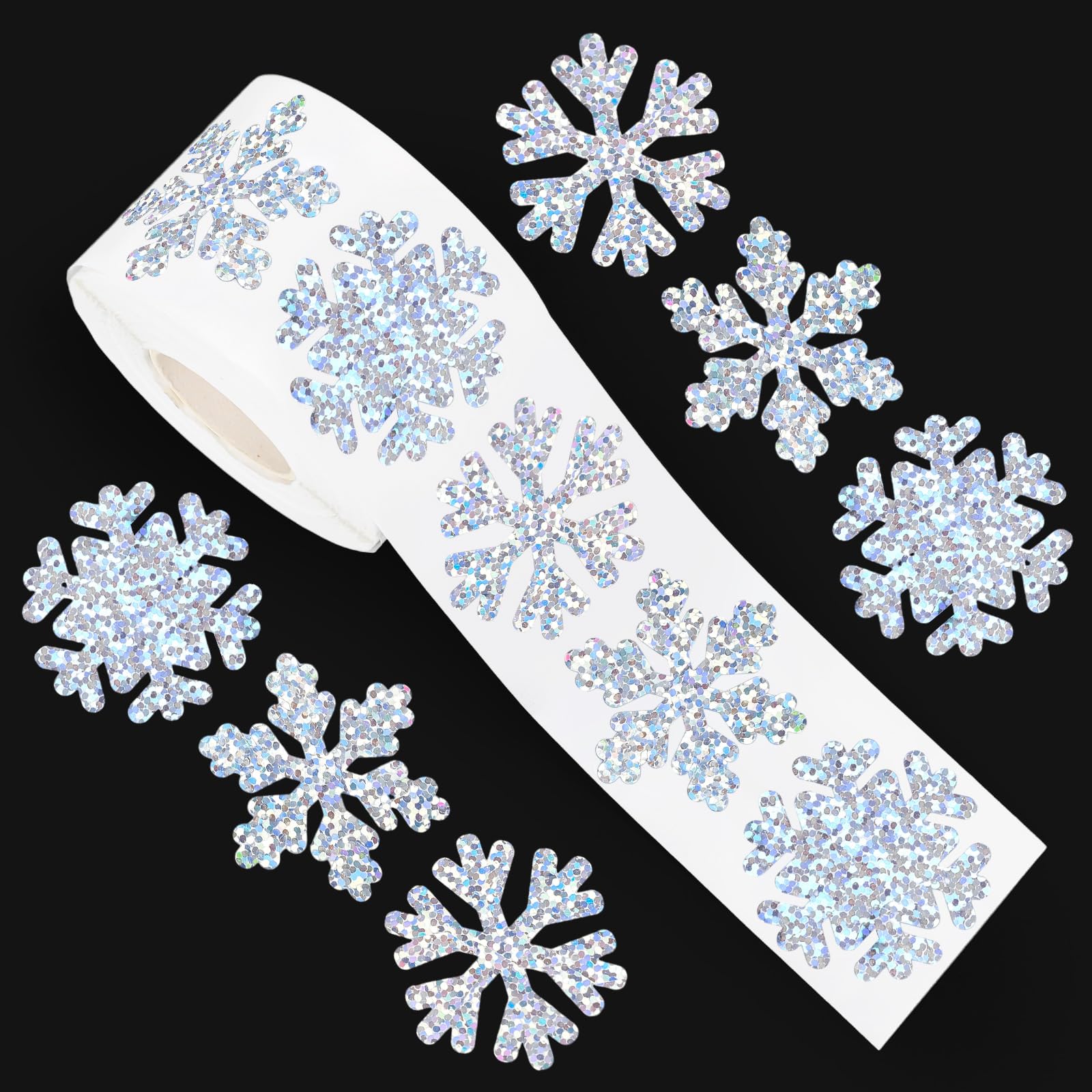 Autocollants flocon de neige Noël Whaline lot de 500 stickers imperméables pour fête