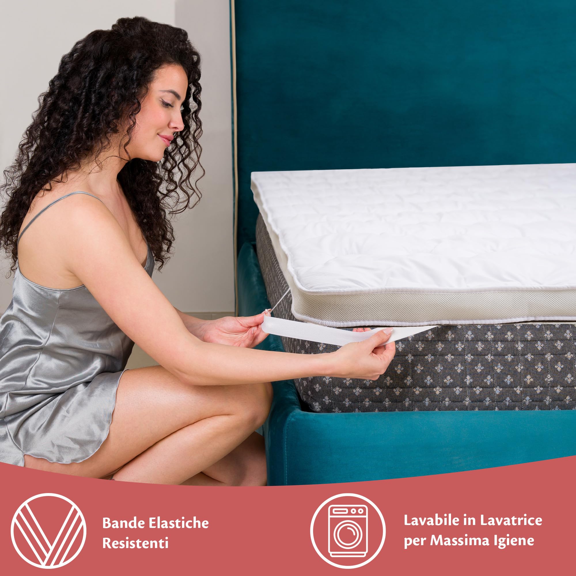 Topper Matrimoniale 160x190 in Microfibra per Materasso Correttore Alto 5 cm Morbido e Lavabile con Rivestimento Bianco Futon Top per Letto e Divano Letto per Massimo Comfort e Sonno Migliore