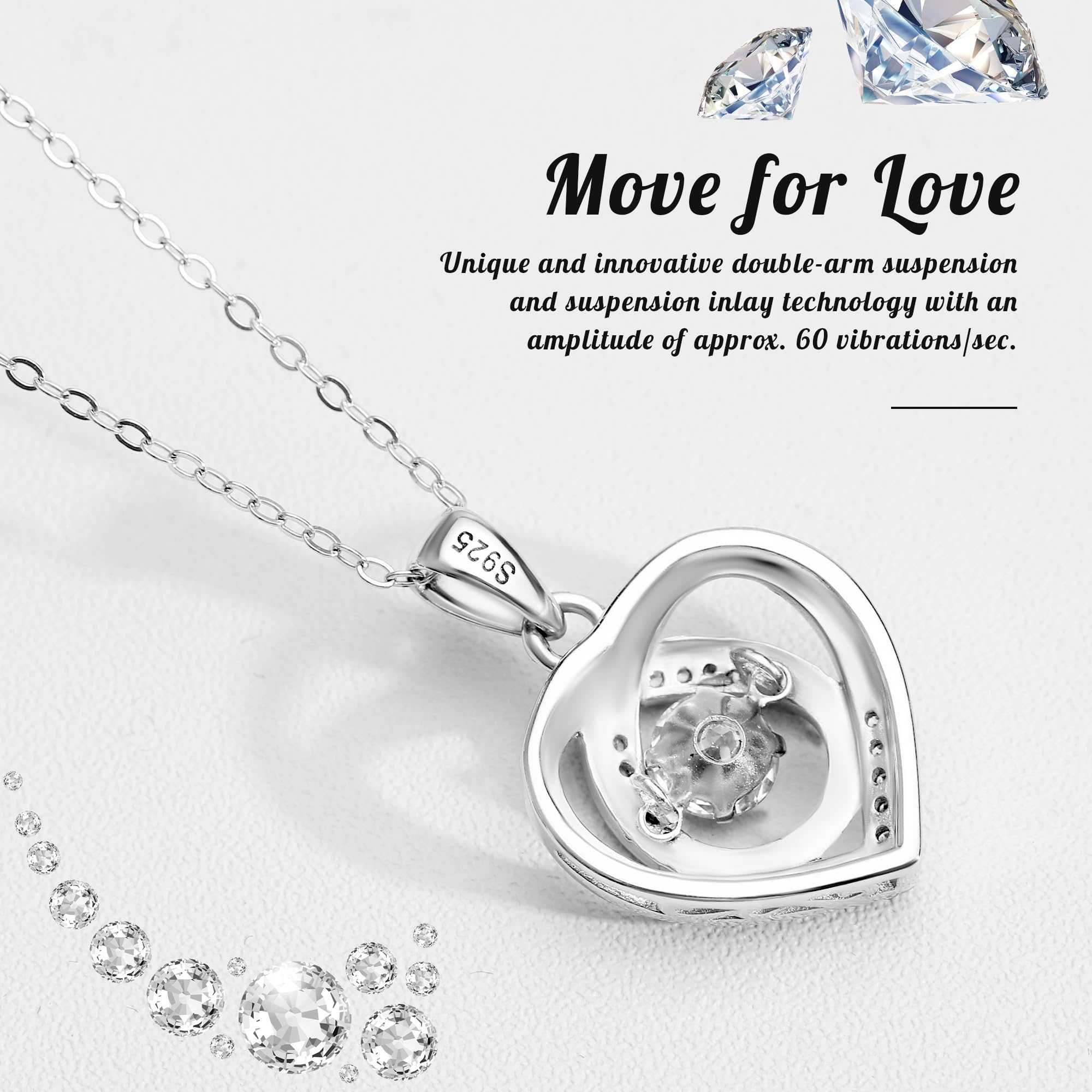 Bistfy Collana Donna 925 Argento Sterling con Ciondolo e 4C Moissanite Collana Argento per Donne Mamma Moglie Fidanzata Regali