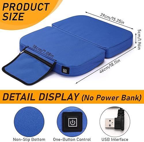 Miniatura 2 de TOBWOLF Cojín de asiento con calefacción portátil, (sin banco de energía), cojín plegable con calefacción para asiento de estadio con 3 niveles de