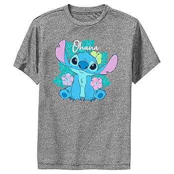 【PORTERNA】Chateau Stitch T-shirt Amazon.com: Disney Boy's Lilo & Stitch Tropical Ohana Stitch