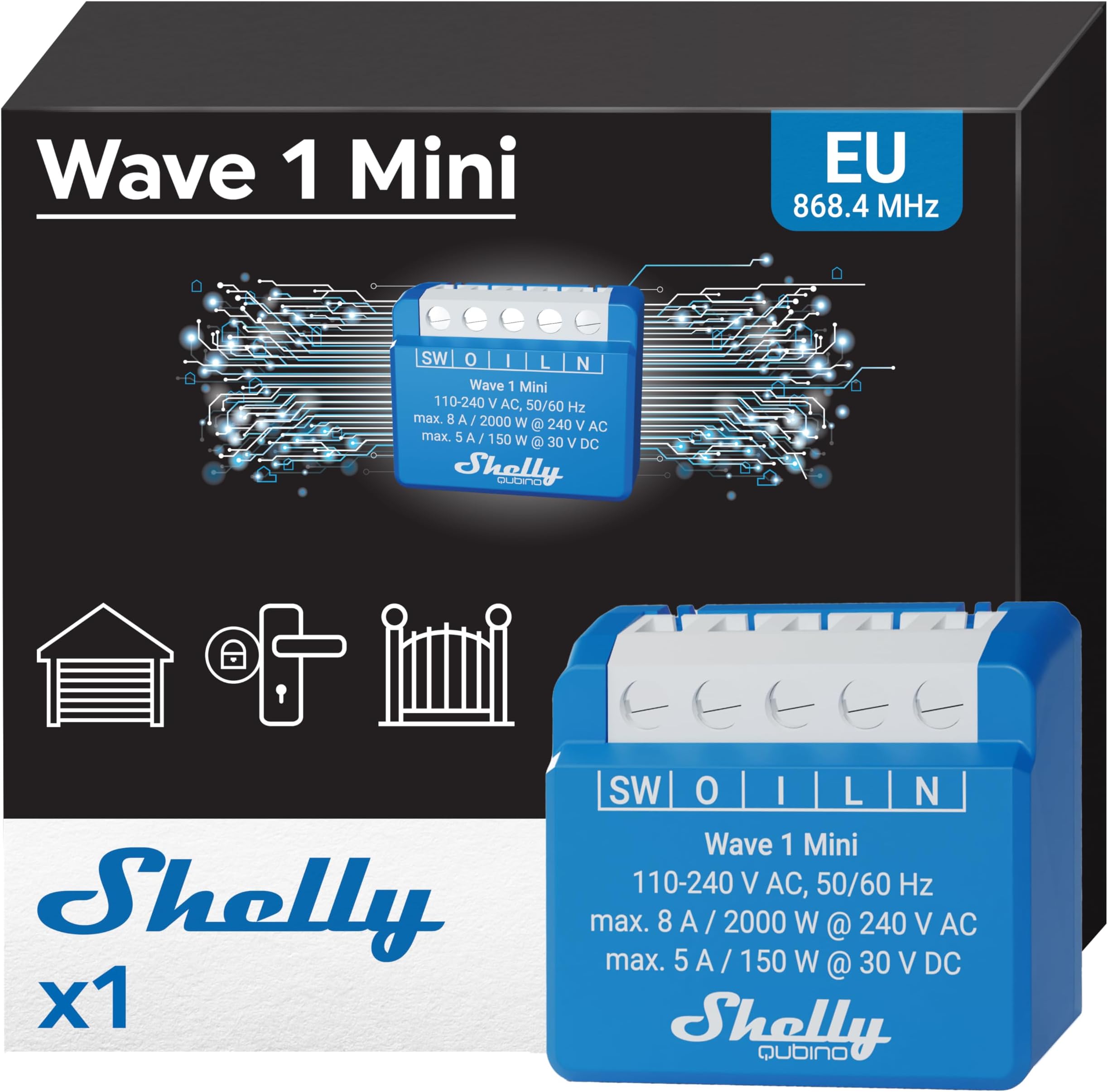 Shelly 13h mini gen3, relating intelligence wifi e bluetooth, 1 canale
