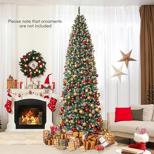 Miniatura 3 de HAPPYGRILL Árbol de Navidad artificial preiluminado de 4 pies, árbol de Navidad con 225 puntas de rama, 100 luces LED, 2 colores de iluminación, 11