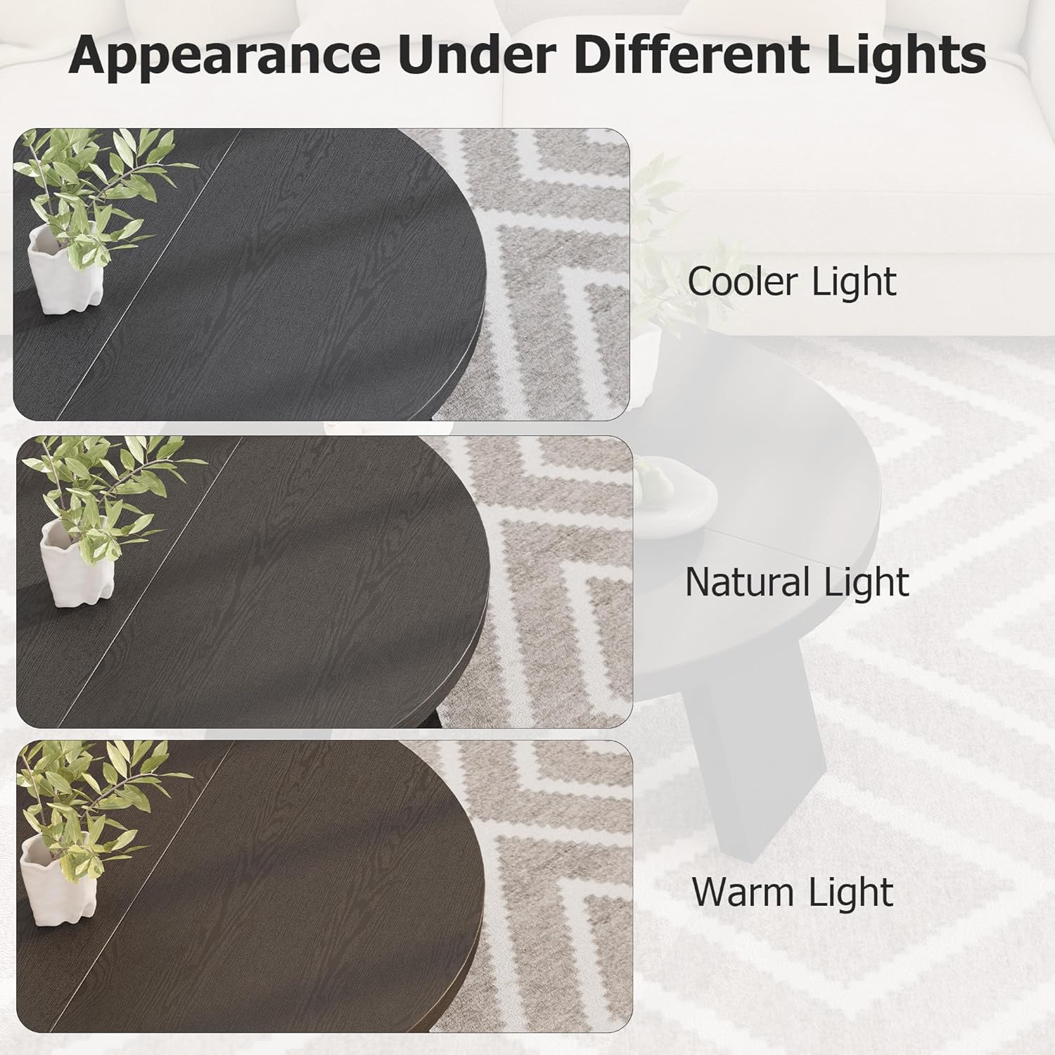 Garvee Round Coffee Table, Modern Center Table with Inclined Legs, Accent Cocktail Tables for Living Room, Bedroom, Easy Assembly, Black