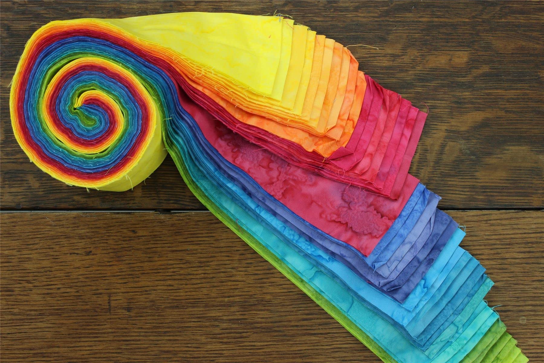 LoudElephant Baumwoll-Batik-Stoffbündel – 40 Streifen à 6,3x94 Cm, Jelly Roll Für Quilten, Rainbow