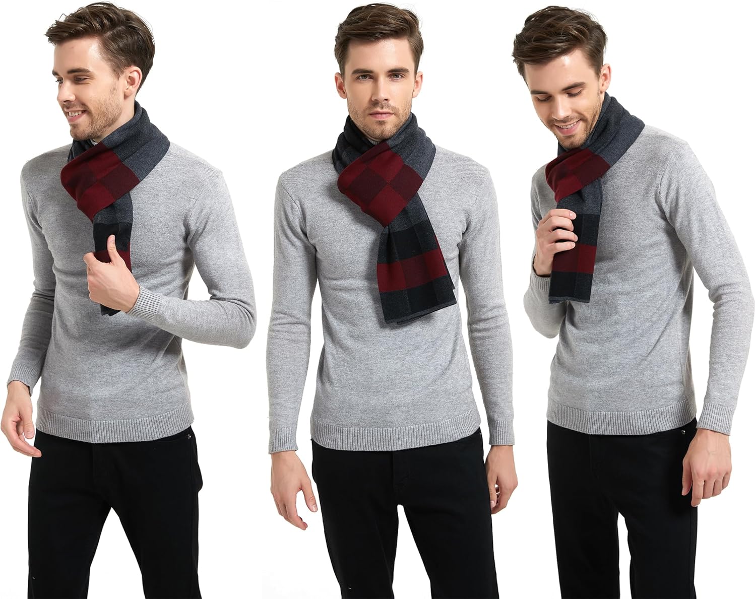 Men Winter Cashmere Scarf Wool Soft Warm Knitted Casual Scarves for Men - Image 3
