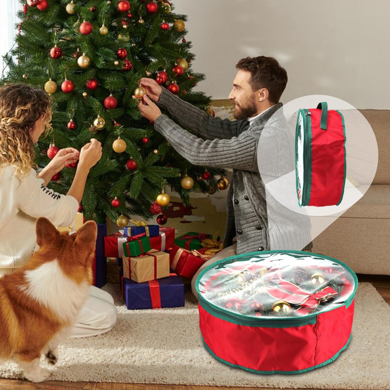 Amazon.co.jp: クリスマスリース収納バッグ | クリスマス 大型リース