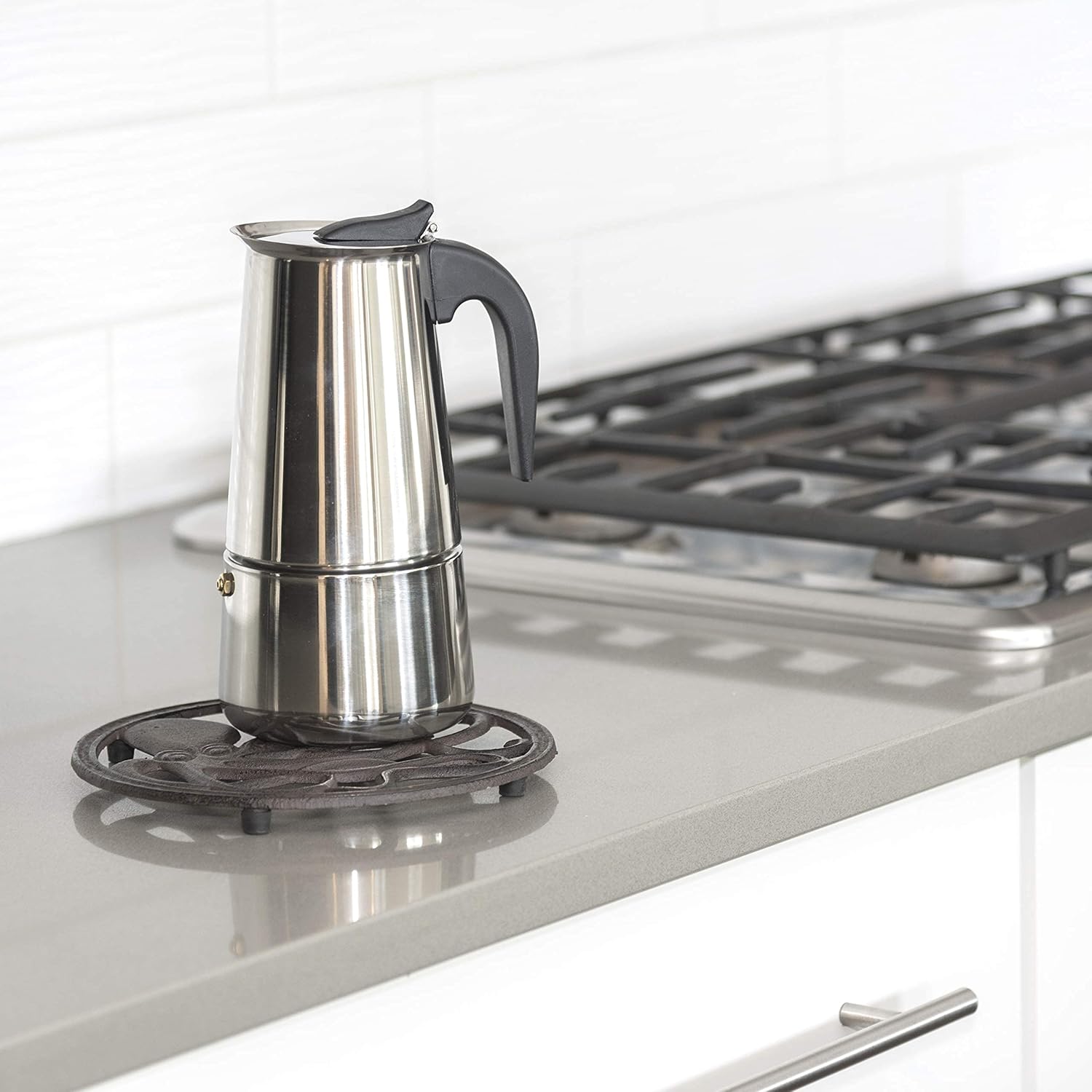 Bundle – 2 Items: GASARÉ, 1 Sea Turtle Design, 1 Octopus Design, Cast Iron Trivets for Hot Dishes, Pots, and Pans, Metal Trivet, Rubber Feet Caps, Ring Hanger, Brown