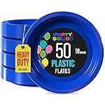 Exquisite Party Solids Dark Blue Plastic Plates For Party Supplies 10 Dark Blue Disposable Plates Heavy Duty 50 Pcs Plastic Dinnerware Sets Heavy Duty 350 GSM Disposable Dinnerware Set