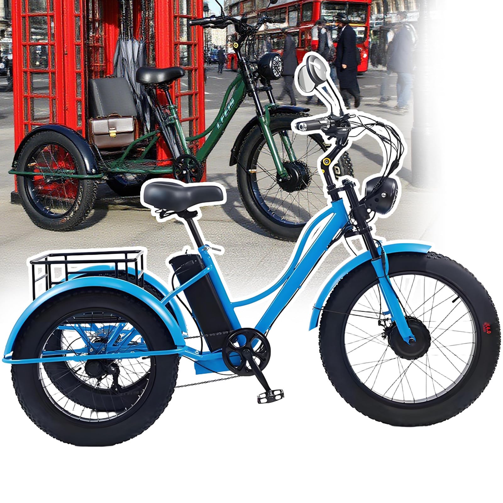 Tricycle électrique à Gros pneus pour Adultes et Seniors, idéal pour la Neige et Le Sable, avec écran LCD.