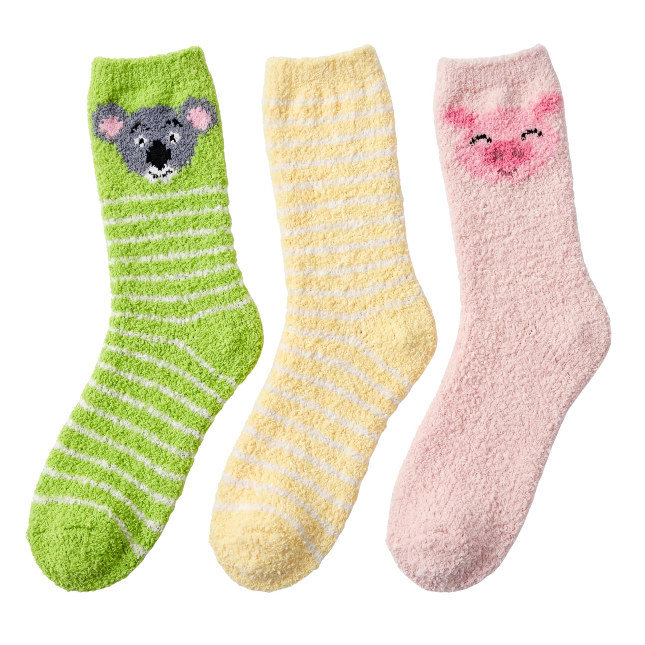 Tipi Toe Womens Fuzzy Crew Socks with Anti Slip Grips Warm Cozy Fluffy Winter Slipper Socks Non Skid Home Socks for Women