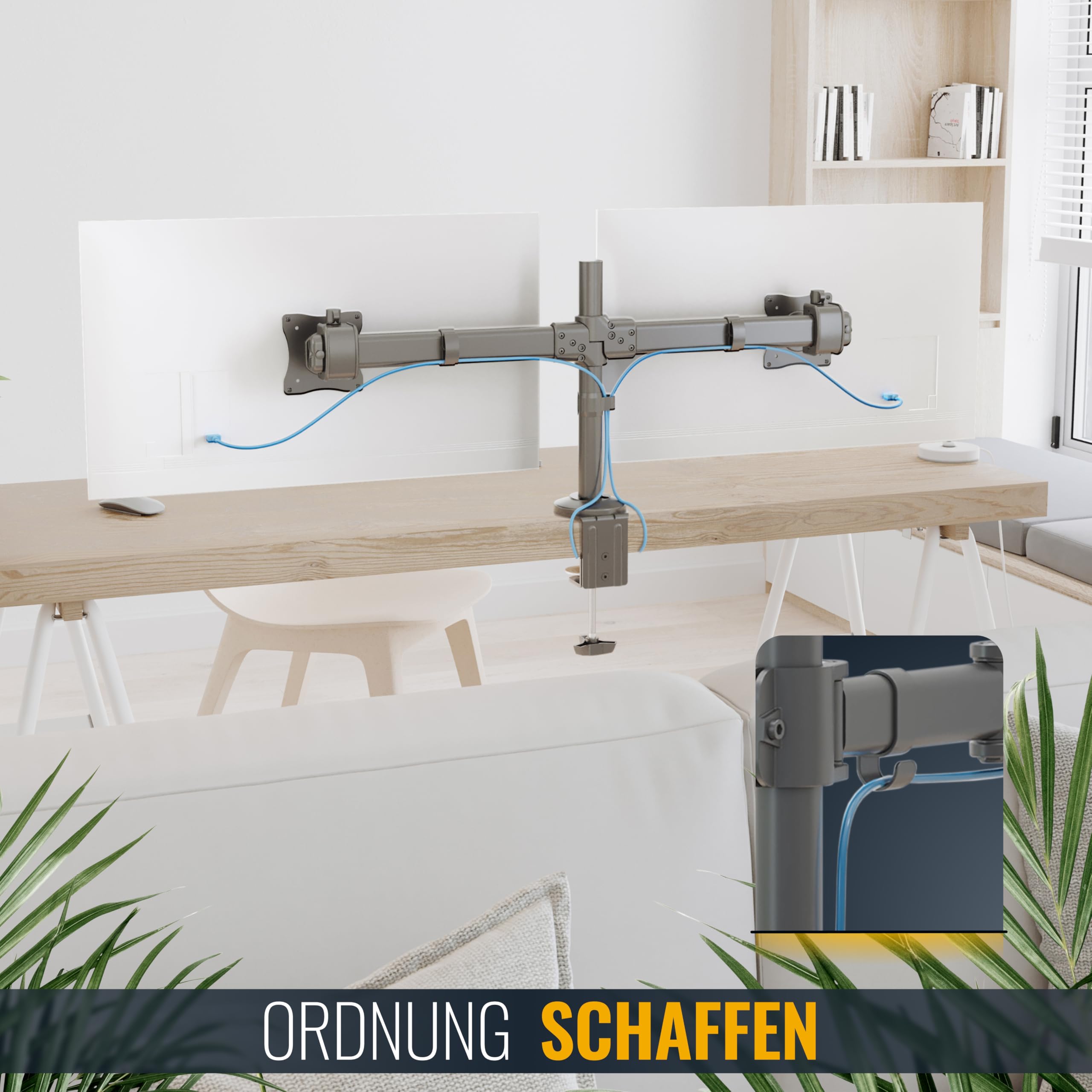 Ricoo Monitor Halterung 2 Monitore Bildschirmhalterung Dual Monitor-Arm Monitorhalterung Ständer Arme für 13-27 Zoll Computermonitore PC Gaming Bildschirm TS6211 Stand Tischhalterung Monitor-Halter – Bild 7