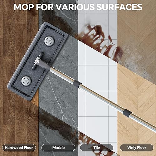 Miniatura 5 de Trapeador compacto y cubeta  Trapeador plano y cubo con escurridor manos libres  Trapeador húmedo y seco para apartamento hogar, caravana, ventanas,