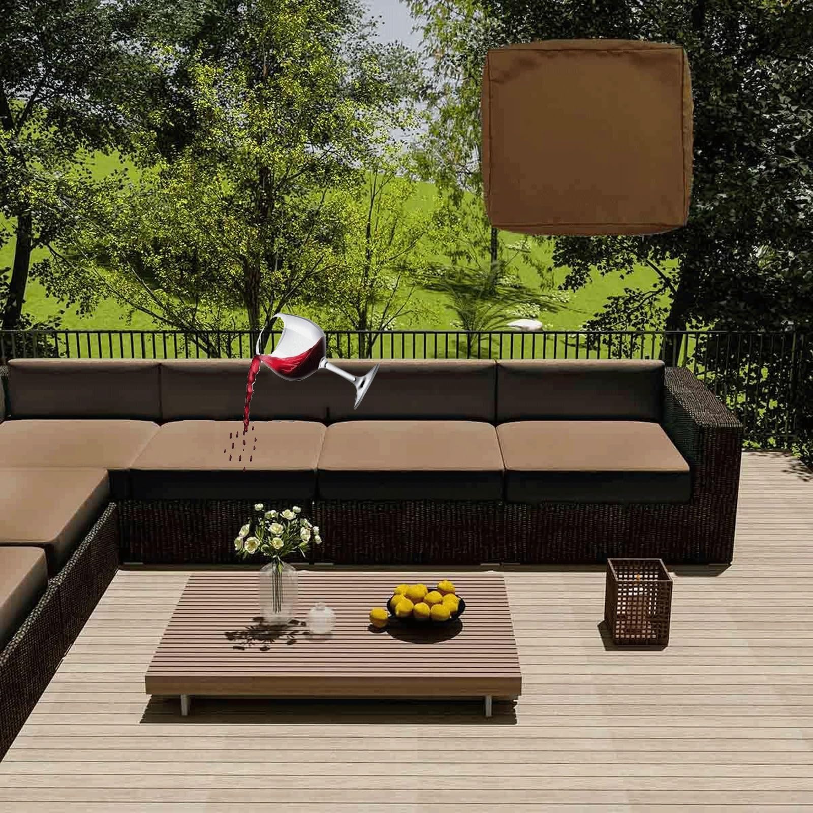 MCNDSI Outdoor Furniture Cushion Covers Waterproof Replacement Garden Chair Cushion Covers Rattan Garden Seat Cushion Covers Waterproof Outdoor Furniture Covers(Color18,50x45x10cm)