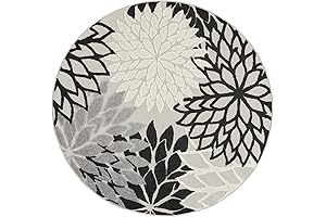 Nourison Aloha Indoor/Outdoor Black Circle Rug 4x4Ft