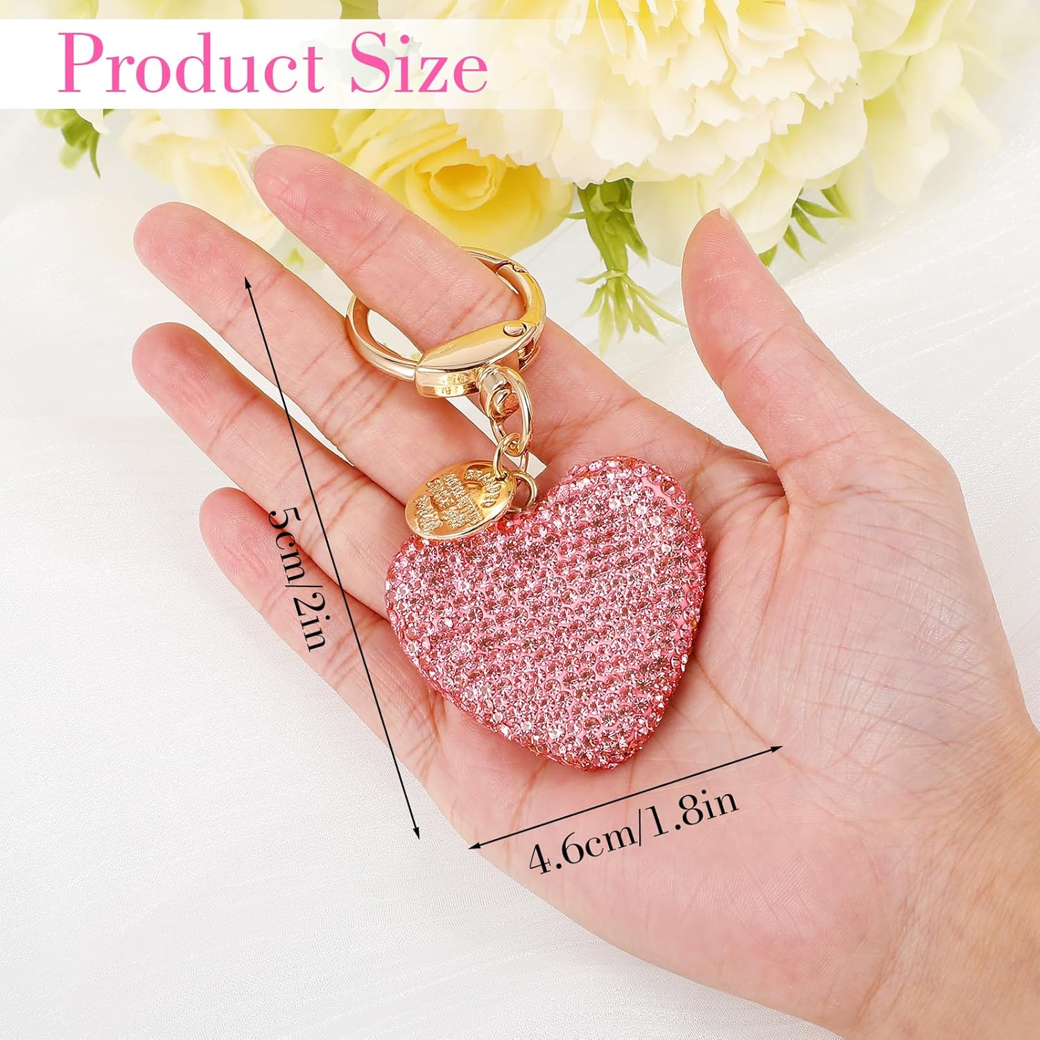 Rhinestone Heart Keychain, Crystal Keychains for Women Bag Car Keys Aesthetic Charms Purse Accessories - Image 6