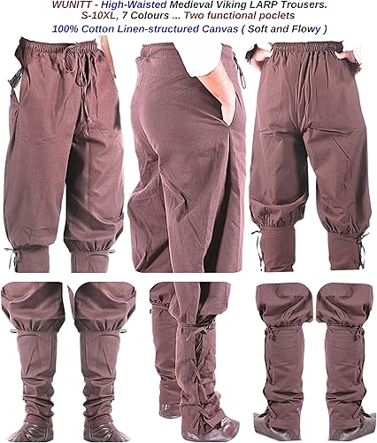Miniatura 4 de Pantalones de algodón medievales con banda de tobillo vikingo dagorhir renacentista pirata para hombre