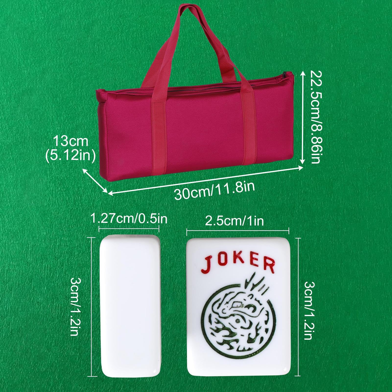 Zestaw Mahjong US Piękny Przenośny Mah Jongg Z Linijkami I Kośćmi Do Gry | Klasyczny Zestaw Gier Planszowych Mahjong Dla seniorów, początkujących, dorosłych, do nauki i w domu